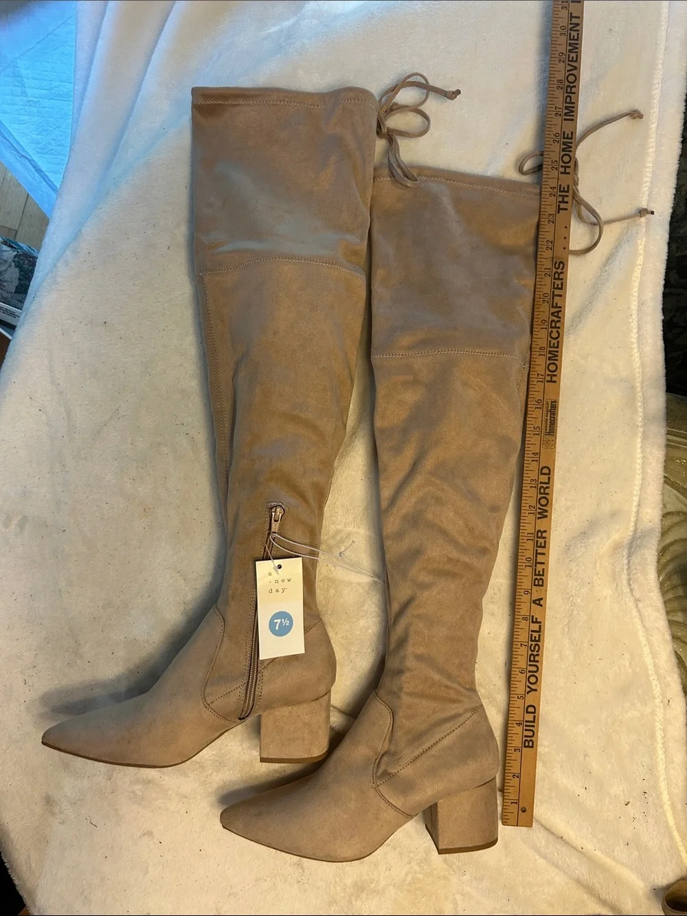 a new day Tan Over-the-Knee Pointed Toe Suede Boots